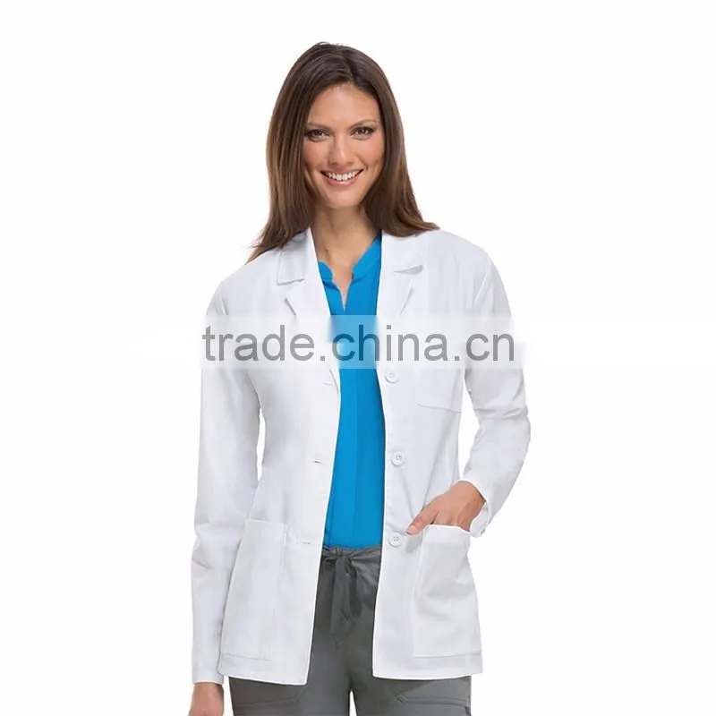 New High Quality Hospital uniforms Unisex White Long Sleeve Lab Coat