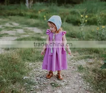 Tie Back Girls Dress Kids Clothing Wholesale Party Baby Girls Dresses Long Dress