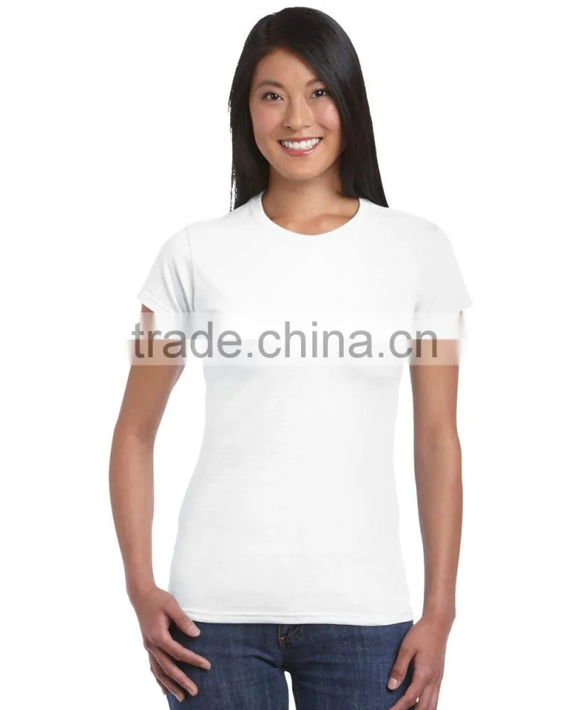 wholesale good quality pure cotton bulk women round neck plain t shirt