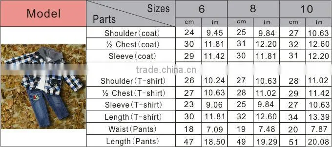 2016 New Winter Boys Clothing Suits 3 PCS Grid Coat And Hoodies And Jeans Trousers And Children Wear Ready Stock CS30725-8