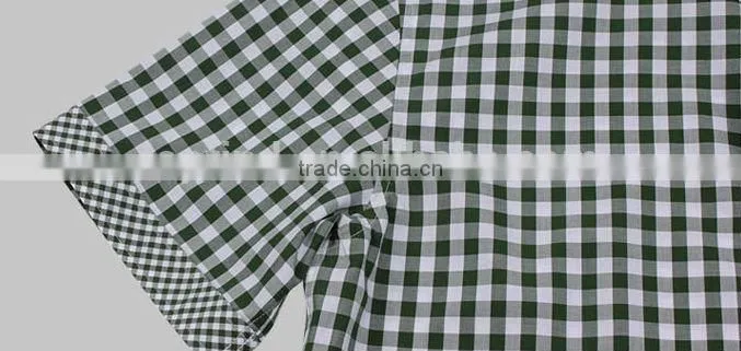 Wholesale branded short sleeve blue color plaids men dress shirt &causal shirt