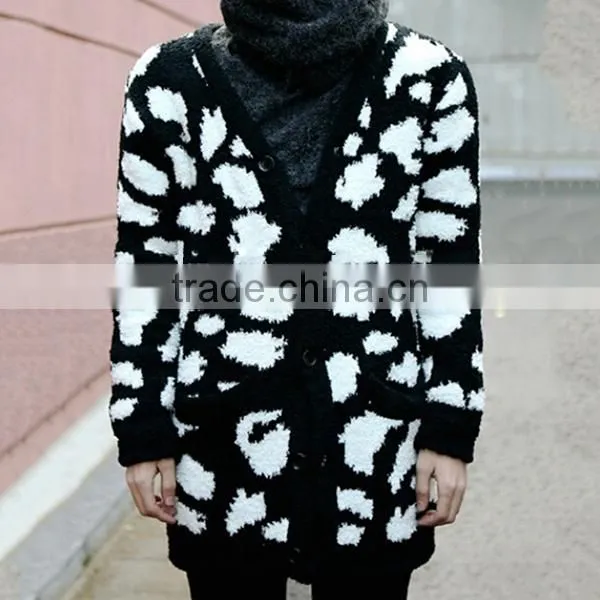 new arrival men's leopard cardigan clothing sweater