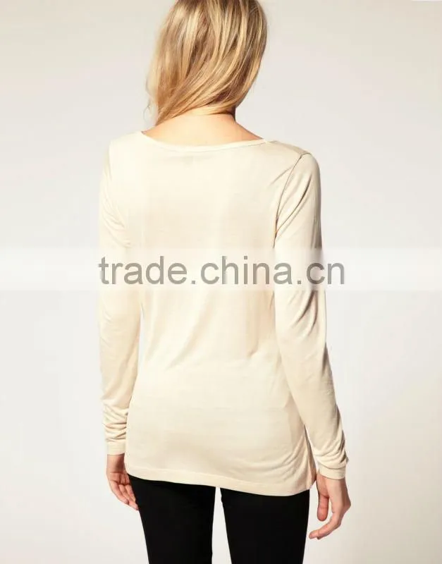 New Fashion Women long sleeve plain t-shirt
