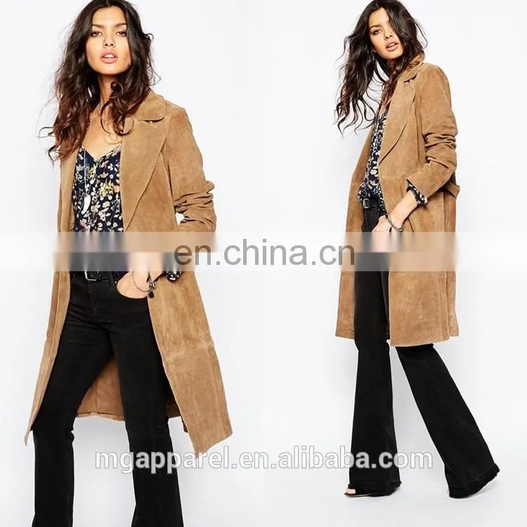New arrival winter suede coat 100% Leather suede fabric ladies long winter coats for women