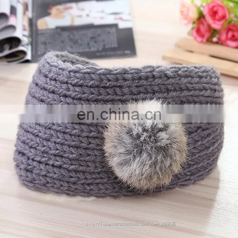 Popular style women men headband acrylic winter headband with pom