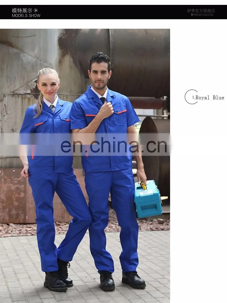 China Manufacturer Polyester Men Work Overalls Summer Work Coveralls with Short Sleeve