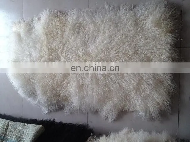 Factory wholesale long hair tanned real mongolian tibetan lamb fur plate