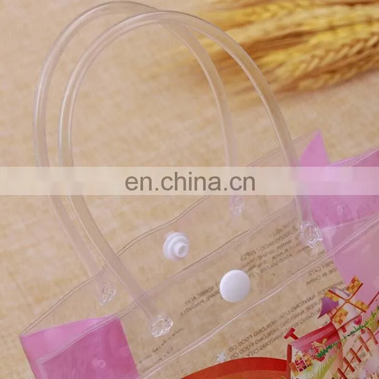 Eco-friendly square pvc bag clear custom gift/jelly/toys/cloth packaging bag with handle