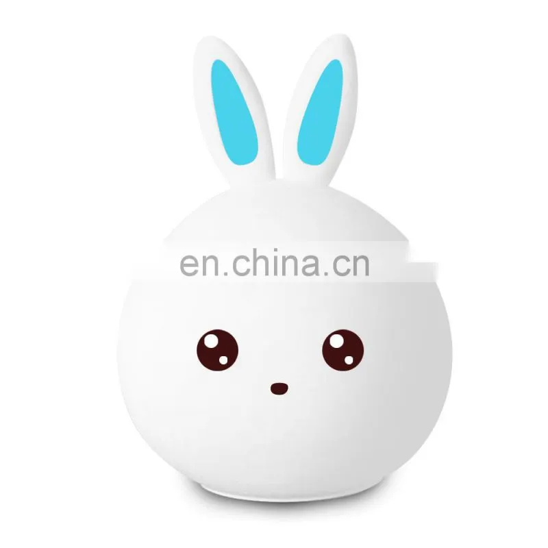 Hot Selling Lovely Rabbit Silicone Night Lamp USB Rechargeable Colorful Led Light