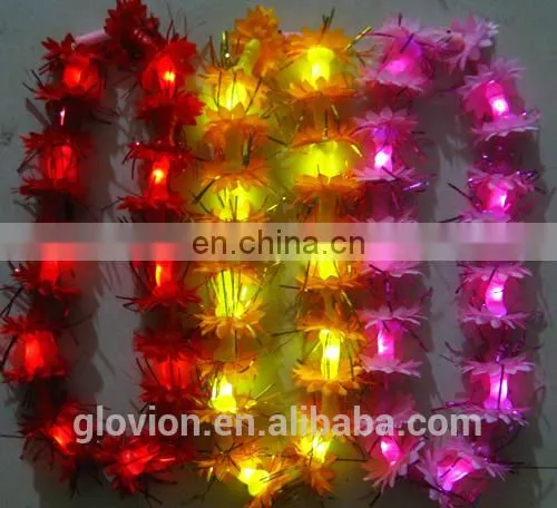 LED Flashing Flower Necklace Hawaii Lei for night party