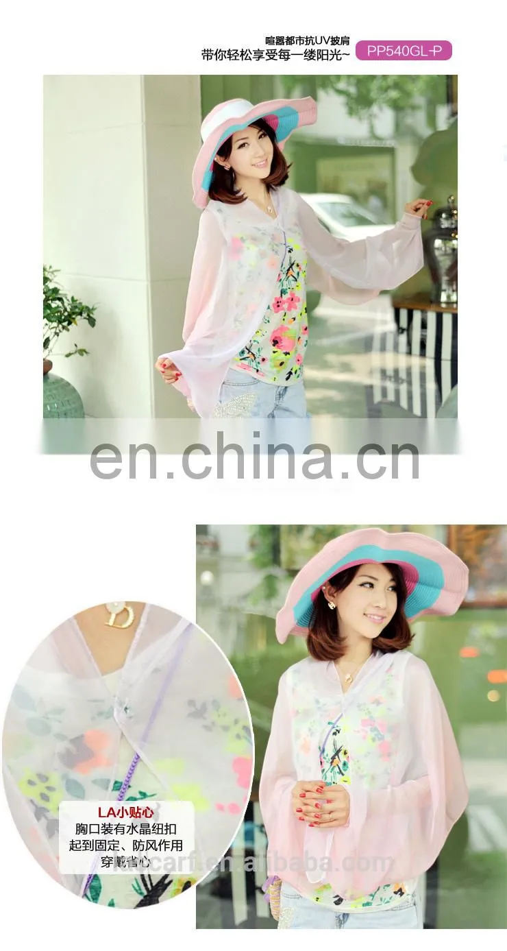 2015 summer Uv protection hand-painted raglan sleeves cape(PP540GL-P)