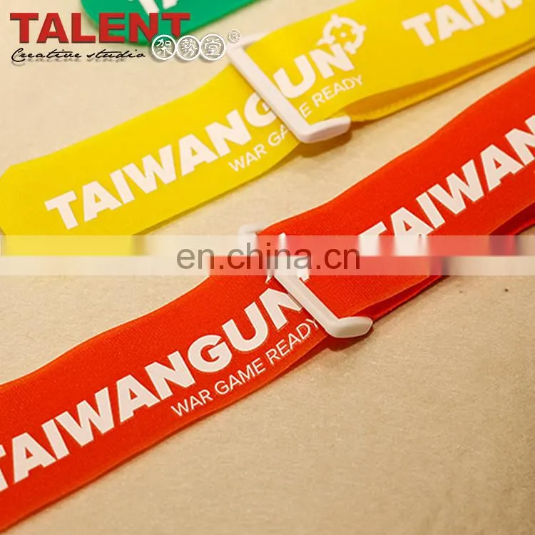 Custom printing hook and loop band for outdoor garment