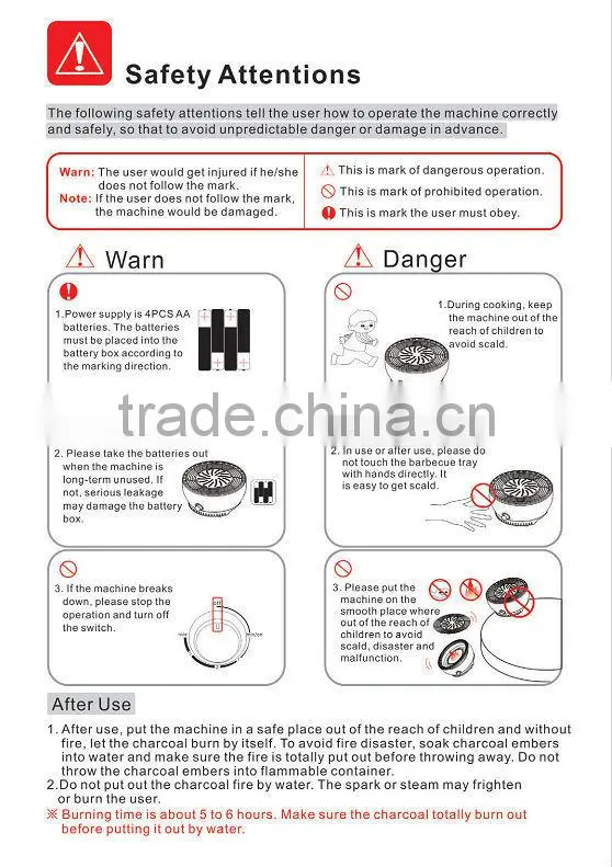 New portable battery operated outdoor bbq grill with Europ patent