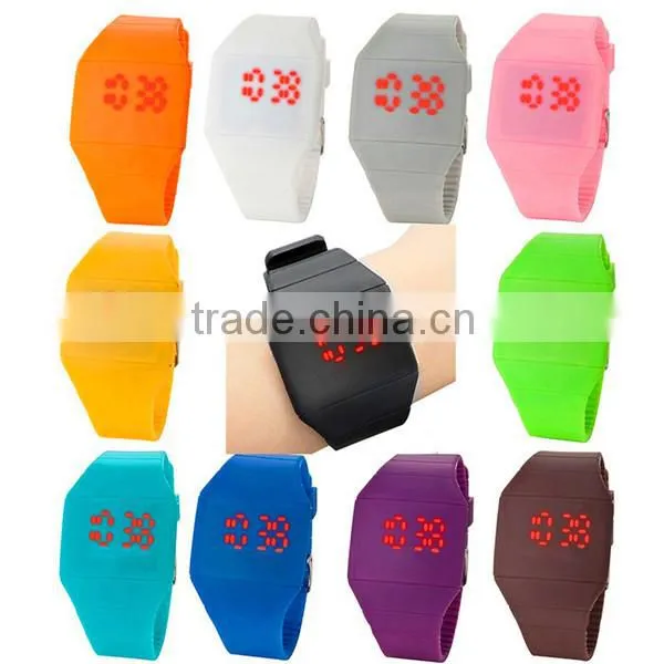 2015 Candy color custom touch screen sport silicone led watch for sale, cheap watch, boy watch