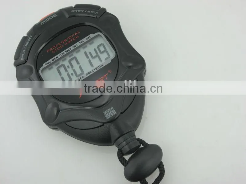 Black color athlete sporting digital racing stopwatch