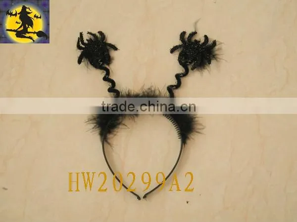 Black Spider Head Band with Blue Fur for Halloween Party