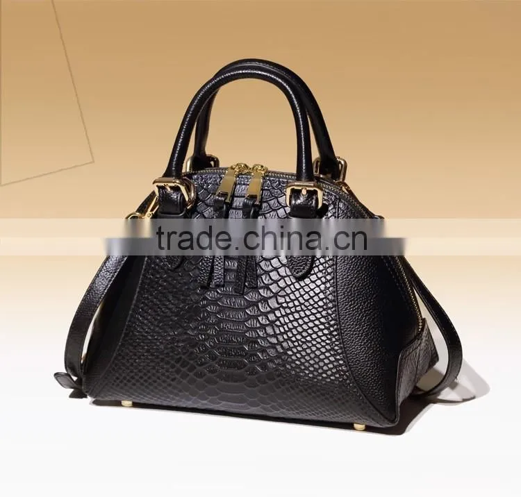 Hot selling wholesale custom ladies embossed python leather handbag tote bag for women