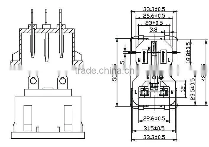 Iec inlet and outlet AC electric extension sockets