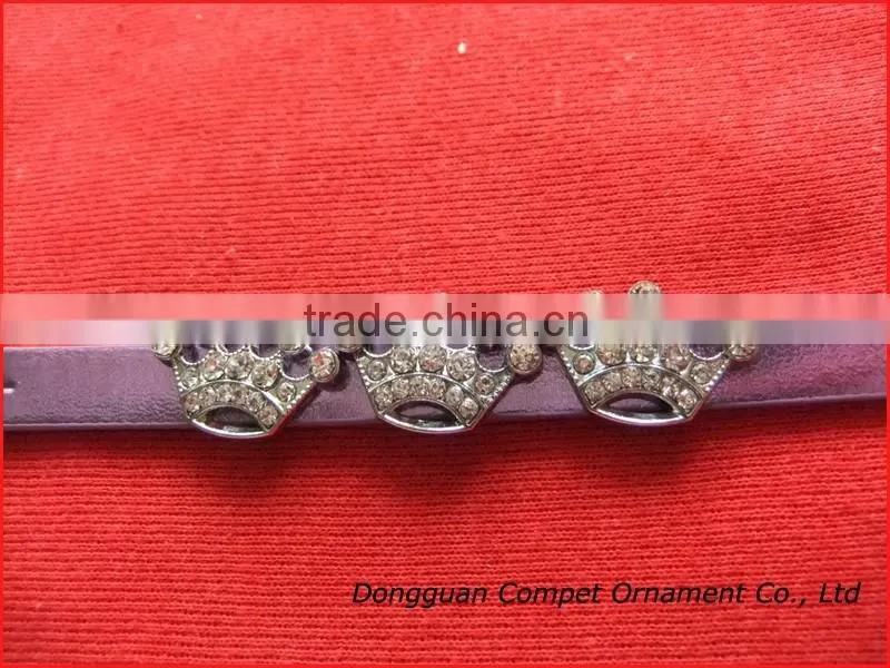 Compet produce 10mm slide charm crown, metal crown, fashion full rhinestone crown