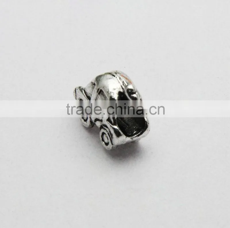 Wholesale DIY Anti-silver Car Shape Large Hole Metal Zinc Alloy Slide Beads