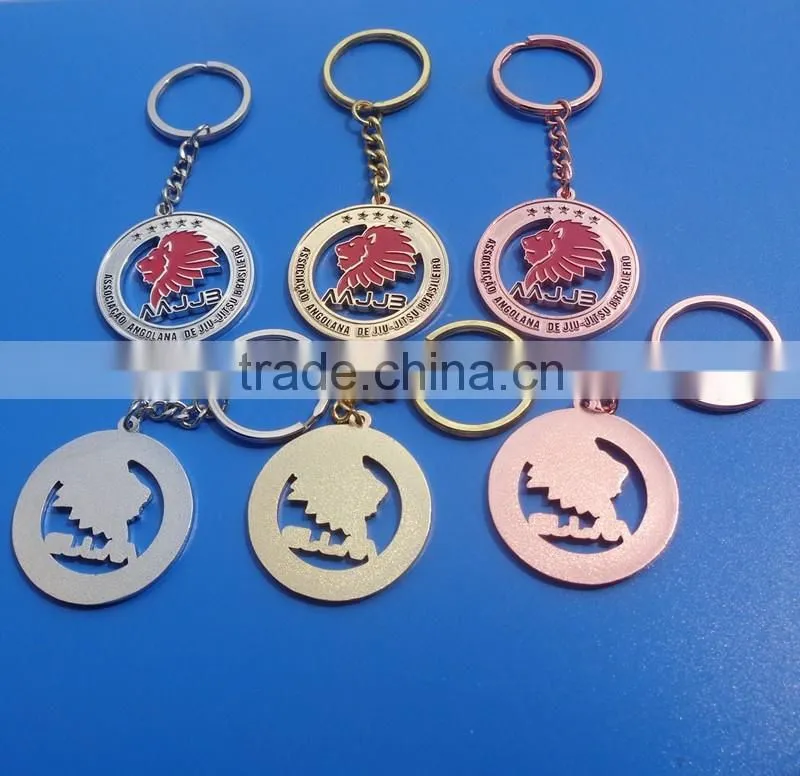 Metal Red & Green Oval Cross Circles Cut-out Hanging Charm with Key Ring Keychain