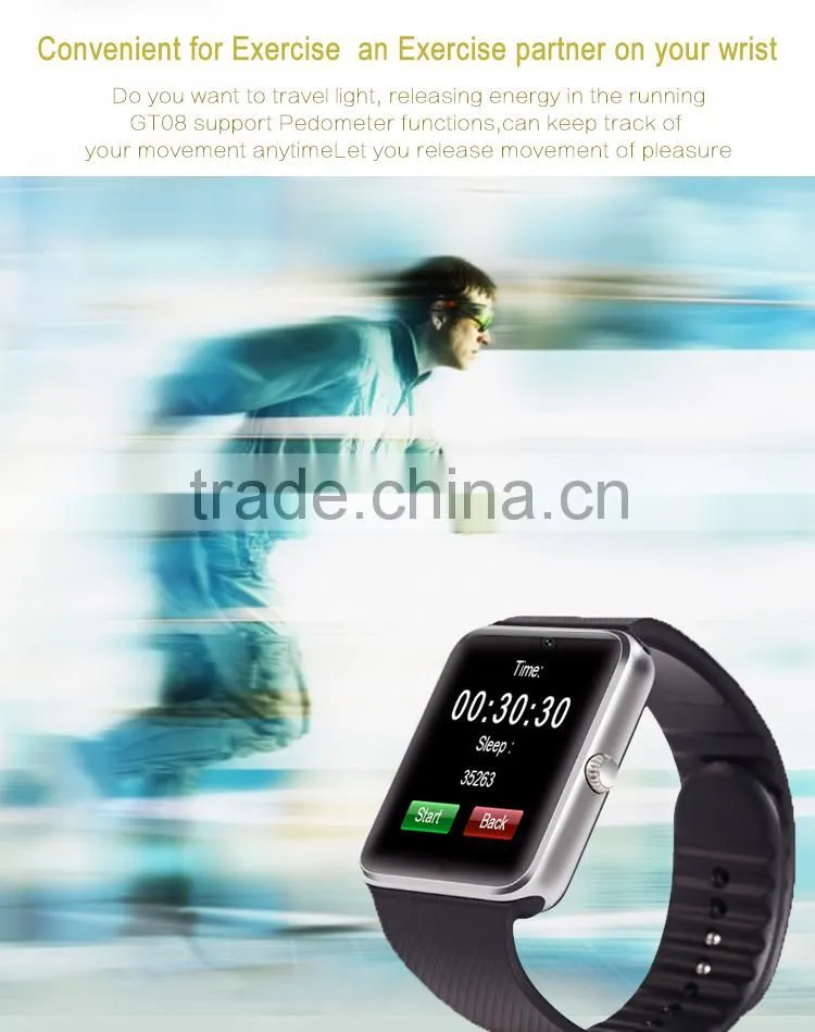 2016 New Fashion Bluetooth wifi Smart Watch GT08 Android Smart Watch Smart Wrist Band Smart Bracelet Sport Watch