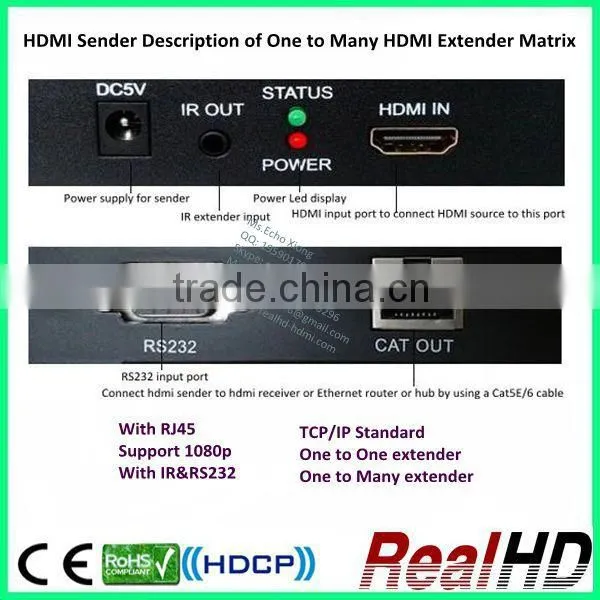 2016 China Best Selling 3D 120m HDMI Extender over cat5e/6