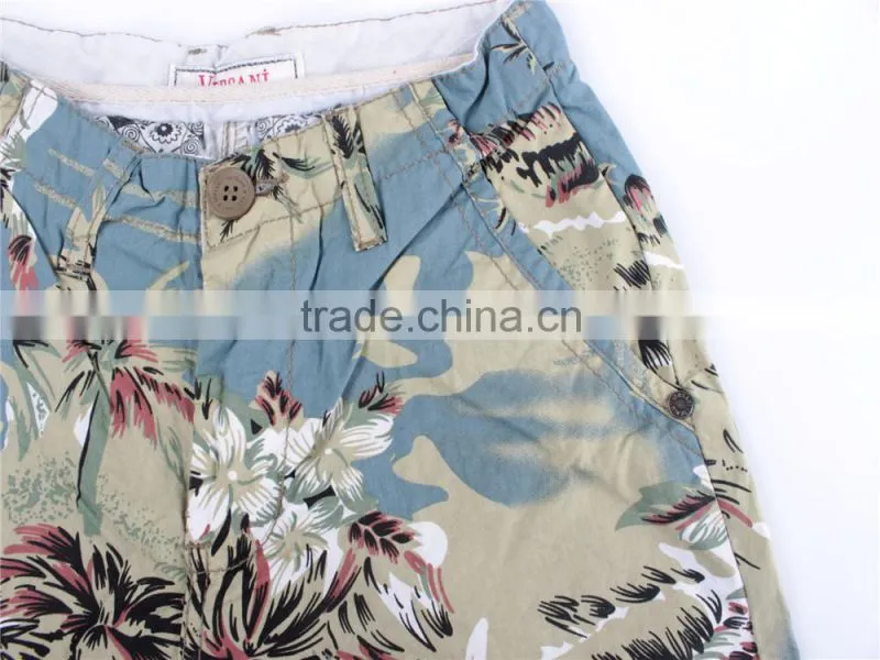 Mens cheap 100%cotton summer stocklot apparel printed shorts