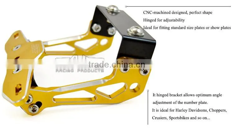 BJ-LPL-030-GO High Quality Gold CNC Billet Aluminum Motorcycle Licence Plate Frame Bracket