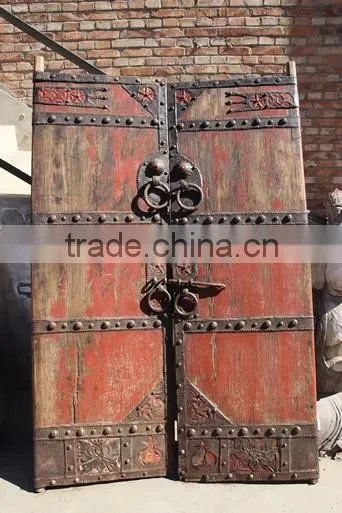 Vintage Antique Shanxi Recycle Old Elm Wood Inlaid Garden Door