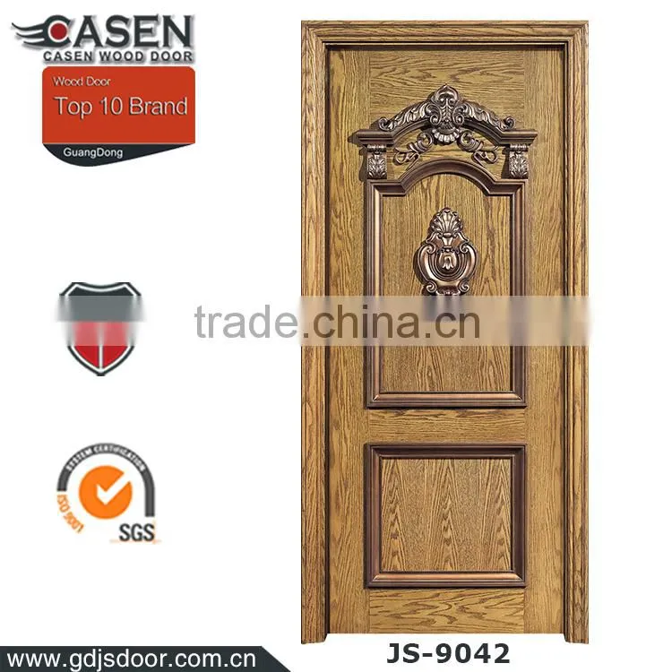 China sound-proof swing security front wooden door in Guangzhou with 100% solid wood