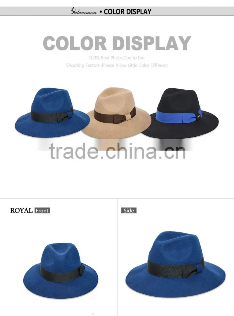Custom Wide Brim Wool Felt Hat Wholesale Women Men Fedora Hat