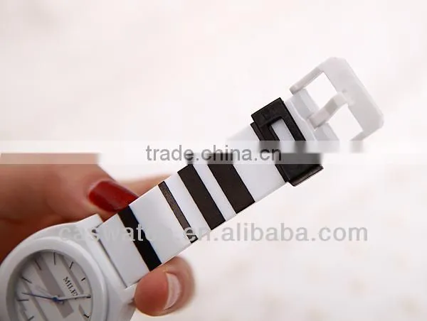 Fashion Black and White Stripes Sport Watch