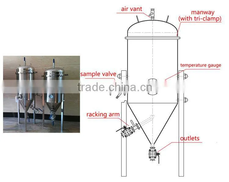 30L 50L 60L 100L beer brewing equipment, brew conical fermenter for brewery fermentation processing