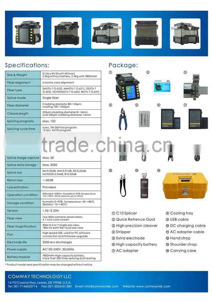 USA COMWAY C10 Fusion Splicer equal to Sumitomo type-81c /type-81c/type-q101 fusion splicer
