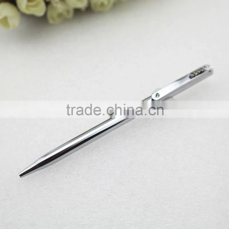 Gold slim metal pen , 24K gold pen with crystal