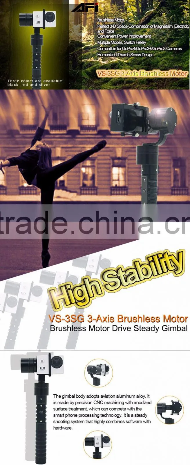 AFI hot selling 3-axle handheld brushless gimbal VS-3SG