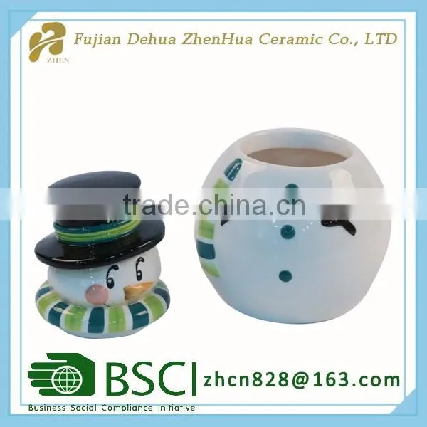 ceramic christmas snowman small sugar pot
