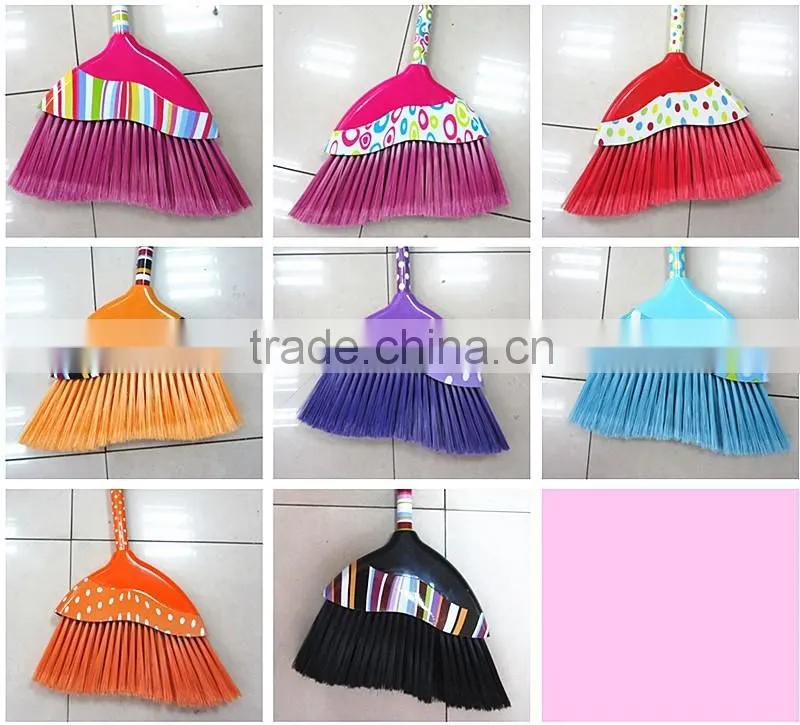 Colourful Household Cleaning Floor Iron Pole PET Bristles Plastic Broom