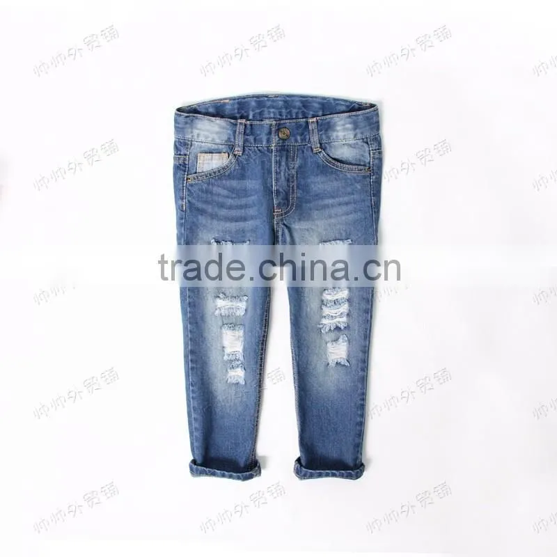 destroyed funky denim jeans pants baby disdressed jeans denim hot pants trousers kids biker jeans