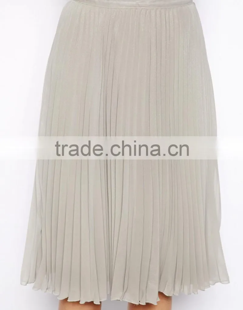 women long pleated chiffon skirt 2014