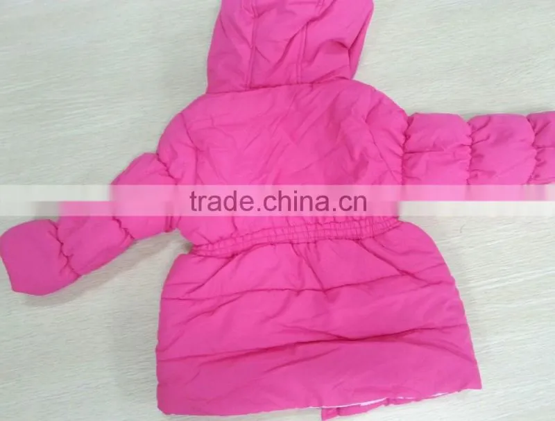 2015 new girls winter cotton padded coat kids girls hooded