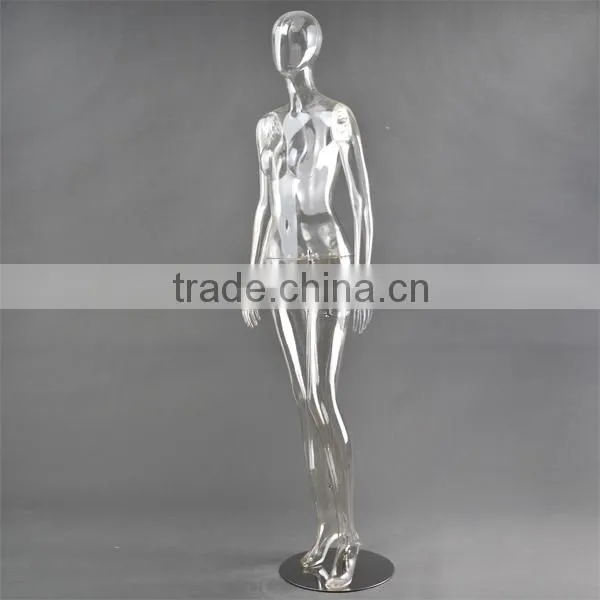 abstract plastic female mannequin, transparent sitting mannequin