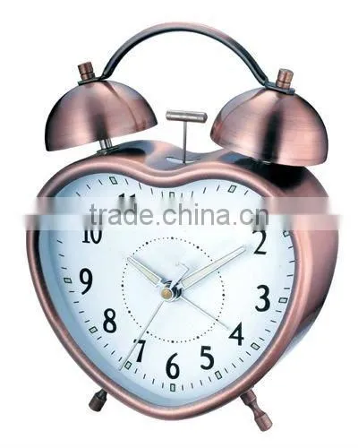 heart shape metal case mechanical alarm clock, desktop clock, Bedside clock, candy color clock