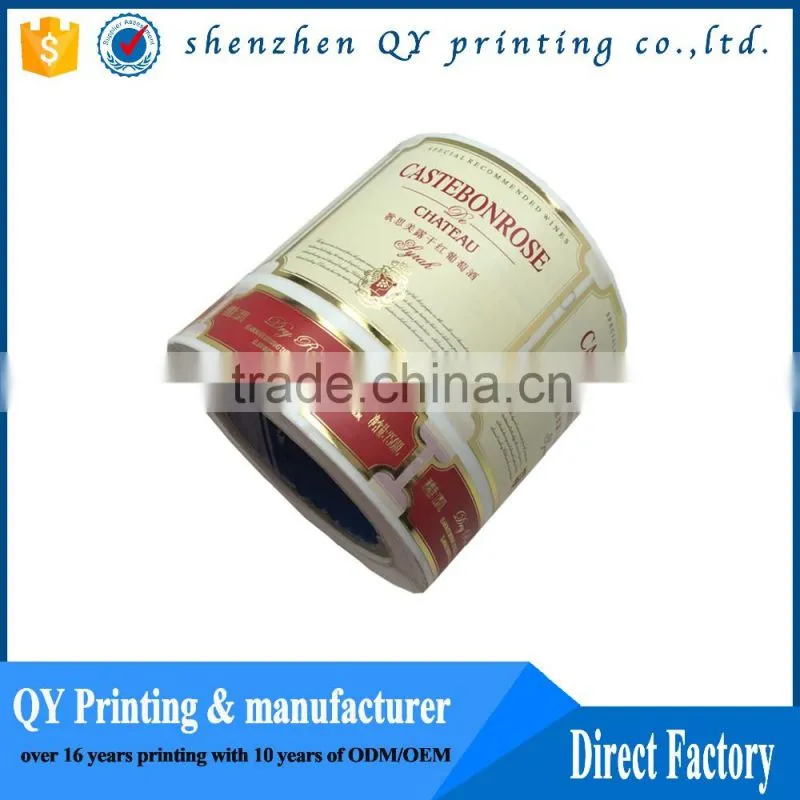 High Quality Printing Waterproof Strong Adhesive Stickers With Gold Stamping