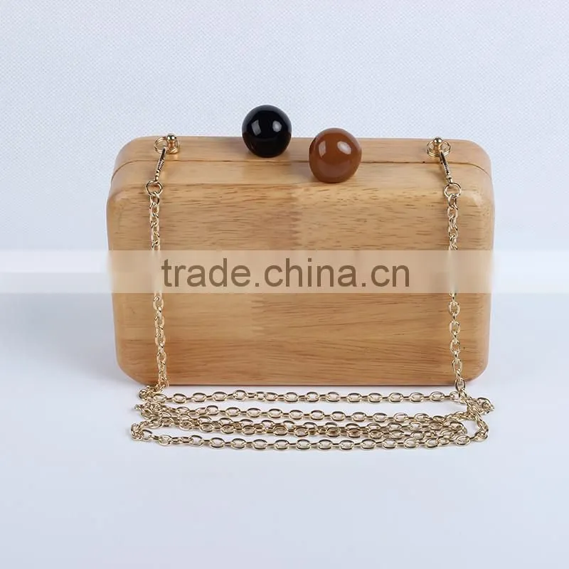Girls Catwalks Funny Bag Wooden Jewelry Box Evening Bag Bridal Wood Clutch Bag Chain Shoulder Bag Mini Pouch Handbags