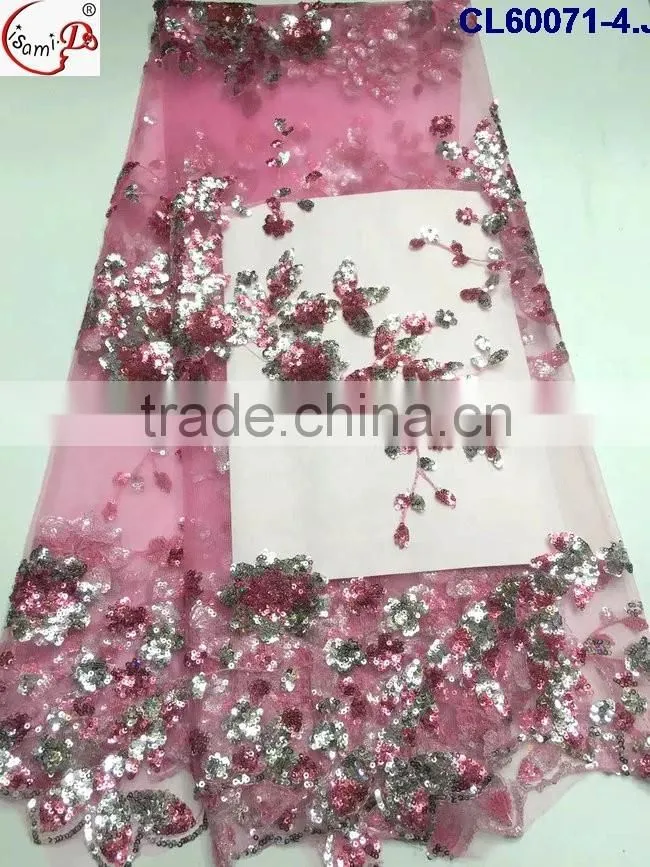 CL60071 New arriva fast delivery tulle emboridery lace with sequins ,wholesale french lace fabric for ladies