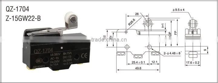 kontron 15A silver contact Z-15GW22-B micro switch