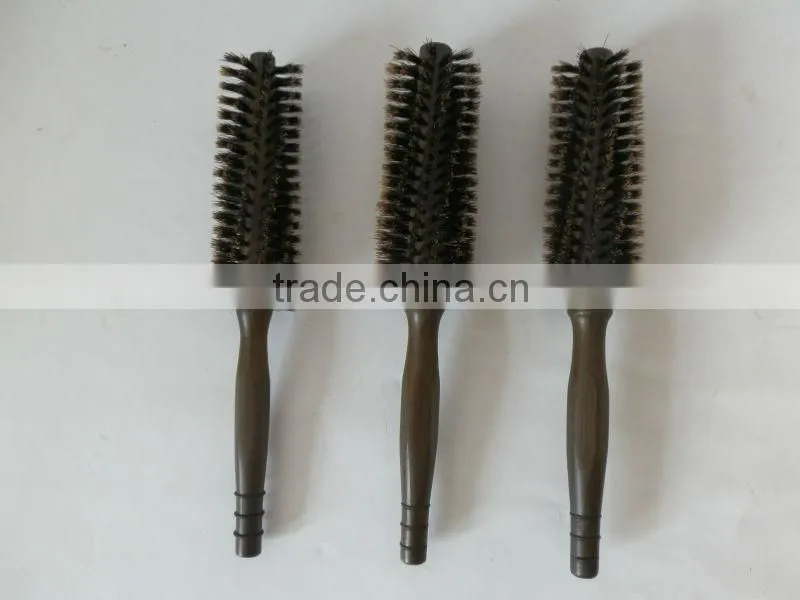 hair brush with boar briste and wood handle