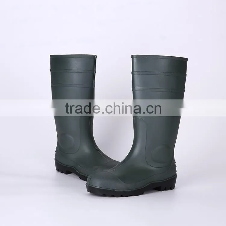 Cheap simple style safety PVC rain shoes with steel toe, industrial safety boots